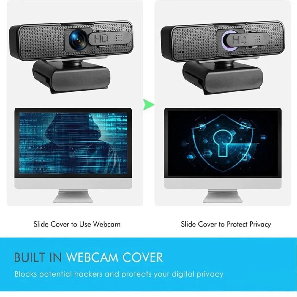 HD Black Webcam with Adjustable Stand